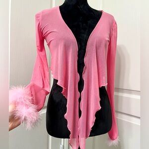 Sheer Mesh lingerie top with fuzzy cuffs sold